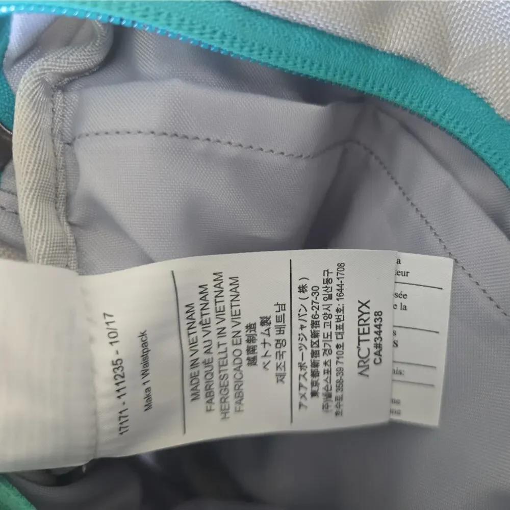 Arcteryx Maka 1 Waistpack Crossbody Bag Belt Gray Teal Logo Fanny Pack Hiking